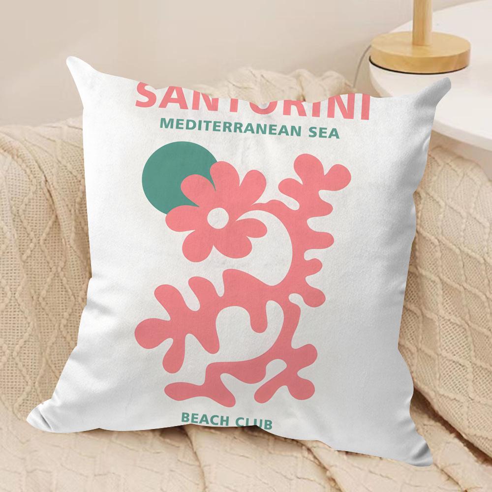 Travel Vacation Series Cushion Cover Silky Short Plush Invisible Zipper Dustproof Sofa Pillow Case For Home Decor