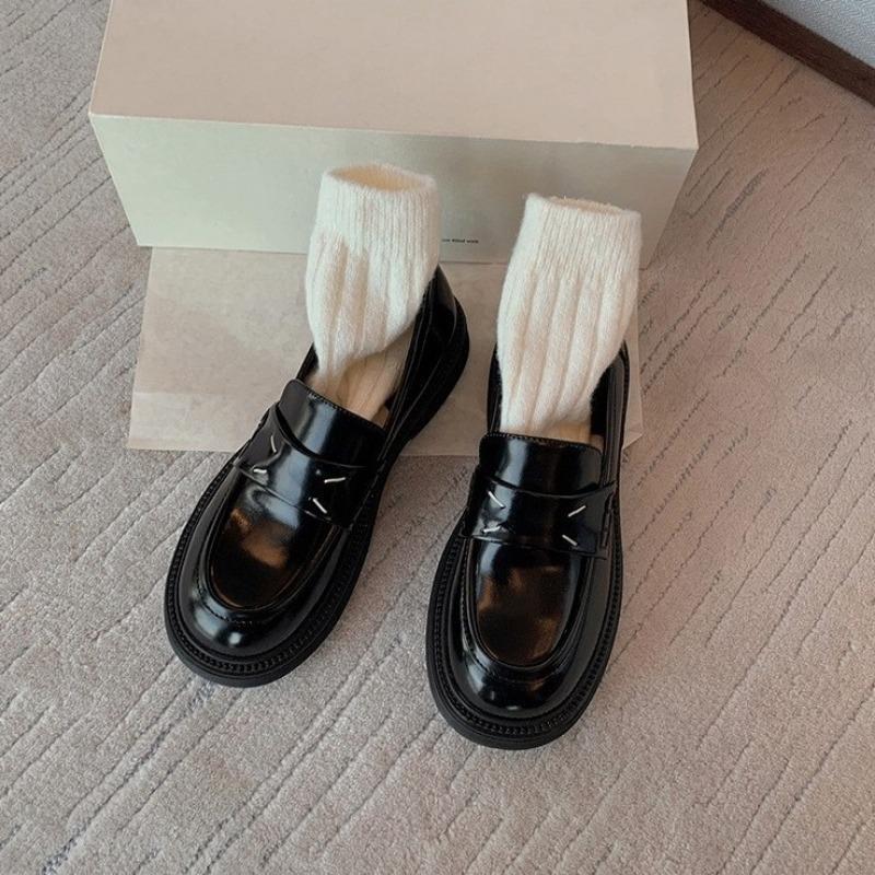 

Sheepskin version~ fashionable leather British round head small thick sole heightening small leather shoes women s leather muffin single shoes 35