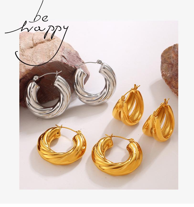 European & American Retro U-Shaped Geometric Spiral Ear Cuff Earrings