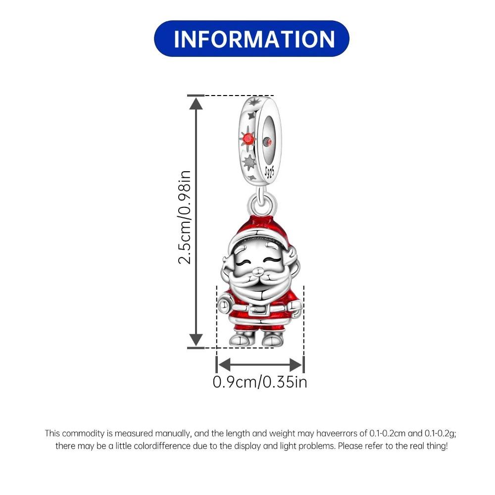 Christmas 925  Silver Santa Claus Red Socks Pendant Bead Original Pendants Bracelet Charm Jewelry Party DIY Trendy Gifts