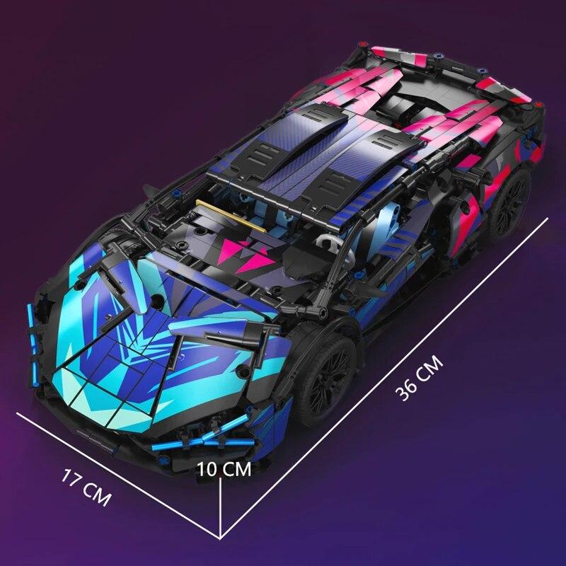 City Technical Purple Sport Racing Car Building Blocks Model Super Speed Vehicle Assemble Toy Bricks for Kids Gifts