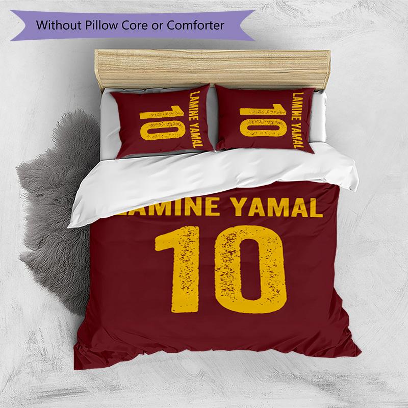 Set Lenzuola 3 Pezzi Stampato Lamine Yamal Morbido Traspirante Copripiumino Federe Set Lavabile Decorazione Camera da Letto Regalo per la Casa