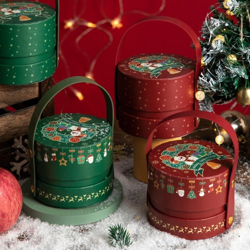 With Handle Christmas Eve Packaging Box Portable Xmas Candy Box Christmas Eve