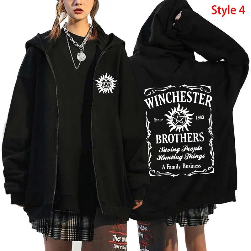 Mode Unisex Herfst Winterjas Supernatural Print Rits Hoodie Casual Lange Mouw Tops Vrouwen Mannen Harajuku Rits Sweatshirt