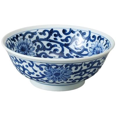 Ale-net Ramen-Schale, Ramen-Schale, Nudelschale, Blau-weiße Arabesken-Nudelschale, Chinesisches Geschirr, Schale, Mino-Keramik