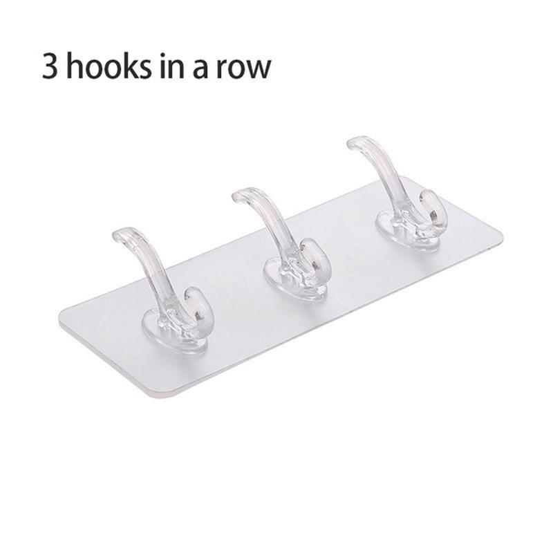 Strong Adhesive Row Hooks Rustproof Waterproof Clothing Towels Coats Keys Bags Hats Bath Ball Hanging Wall Hooks for Bathroom Kitchen Shower Door
