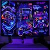 Galoker Blacklight Gaming Tapestry Cool Neon Game Controller Tapestry UV Reactive Gamer Player Wall Tapestries Funny Art Gaming Poster Tapestries