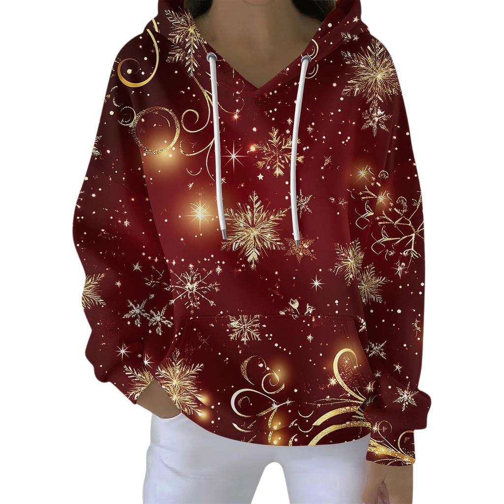 Women's Fashion Casual Hooded Loose Printed Long Sleeve Sweatshirt