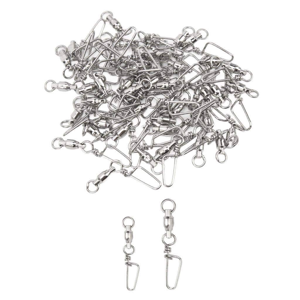 50Pcs High Strength Fishing Snap Swivels Stainless Steel B Type Ball Bearing Swivels for Saltwater F