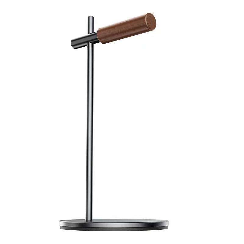 

Universal Headphones Stand Aluminum Alloy+Wood Gaming Headset Desktop Bracket Display Shelf with Anti-slip Pad for VR Glasses сірий колір