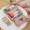 Practical PU Makeup Organizer Multiple Pockets Ergonomic Cosmetic Pouch Toiletry Storage Case for Women Travel Essential