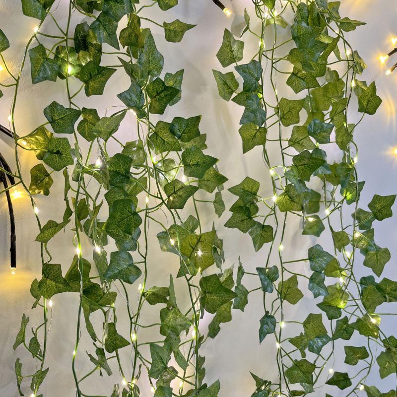 LED Willow Leaf & Cherry Blossom String Lights - Waterproof Decorative Lighting for Bedroom & Outdoor Spaces