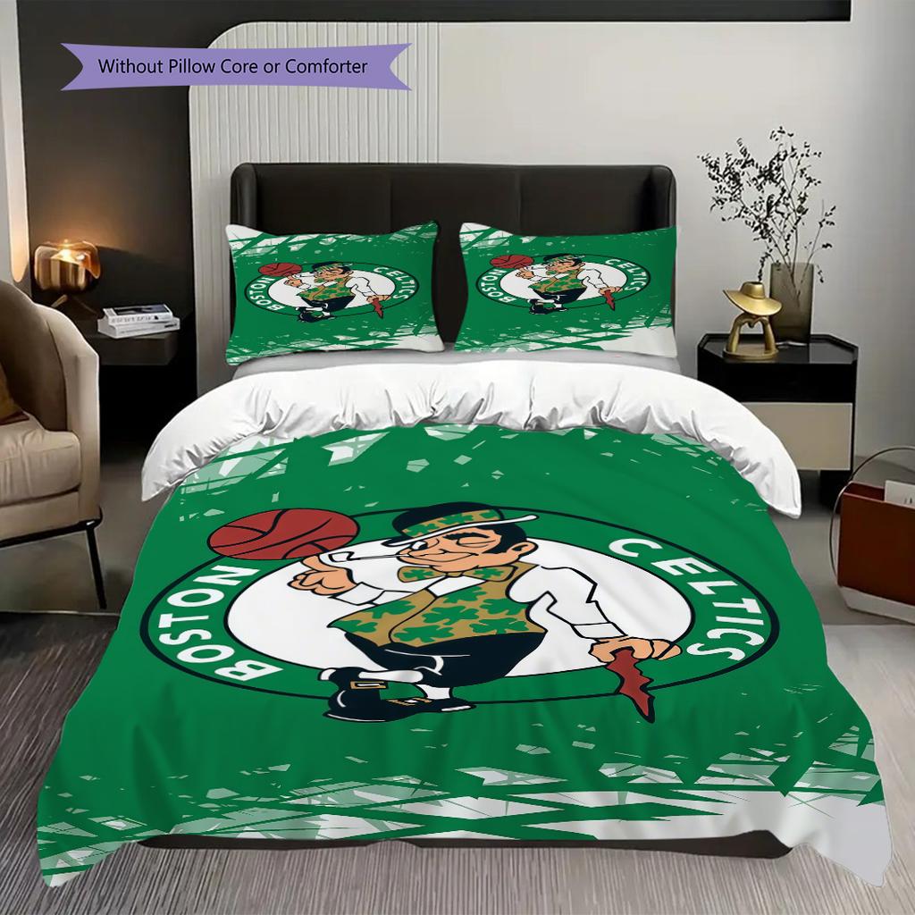 Biancheria da letto con spirito di squadra dei Boston Celtics(1 * copripiumino + 2 * federa, senza nucleo)Regalo di compleanno di Natale Copripiumino e federa