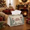 1pc Vintage Rustic Winter Tissue Box - Snowman Reindeer Pine Tree Snowflake Napkin Storage Box, Suitable for Rolls/Facial Tissues/Single Sheets, Avail