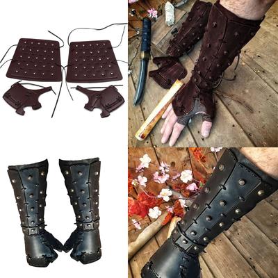 Cosplay Ritter Boxhandschuhe mit Legierungsniete Vintage Handgelenkstützen Herren Cosplay Verstellbare Stulpen Zubehör