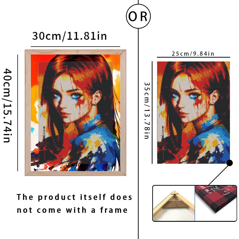 FIYO 11.8x16.73in Pictură Diamant Foraj Rotund Complet Culoare Diamant Fată Pictură Diamant Rotundă Handmade Bricolaj Pictură Mozaic Diamant Decor Acasă