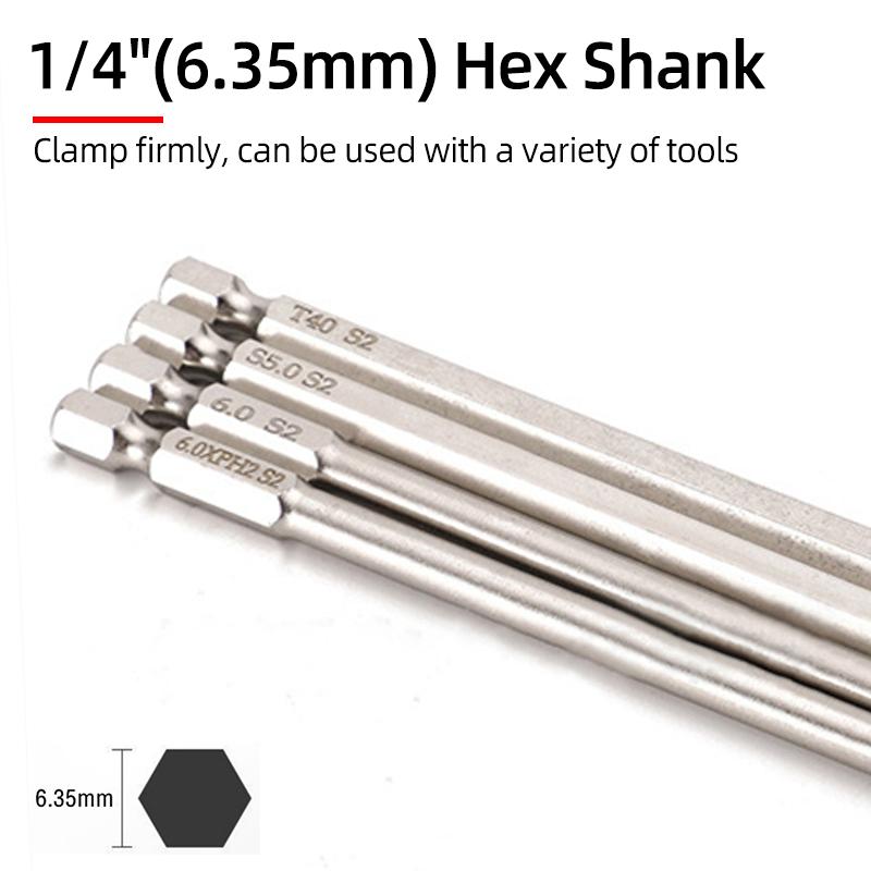 30Pcs Set 100/150mm S2 Steel Magnetic Screwdriver Bits 1/4 Inch Hex Shank Power Tools Slotted Cross Square Torx