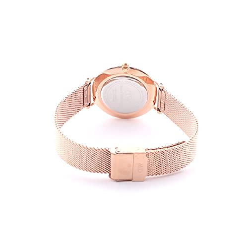 Daniel Wellington Watch DW00700158 with Key Ring Set, Rose Gold Petite Melrose, 32mm/Black