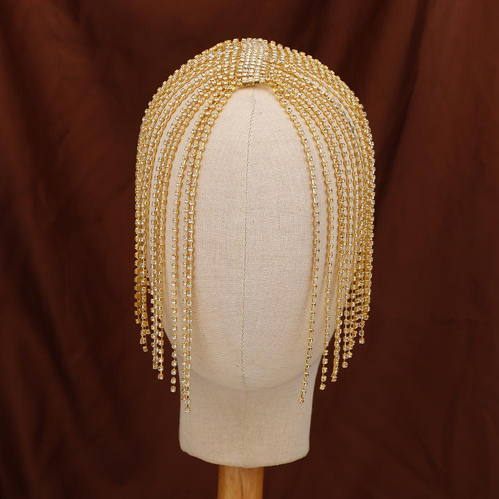 Bohemian Ethnic Rhinestone Crystal Tassel Bride Headdress