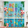 2 Stück 2D Flachdruck Fenstervorhänge Poolparty Sommer Spaßzeit 100% Polyester Ohne Strom Feiertagsdekorationen Verwendung für
