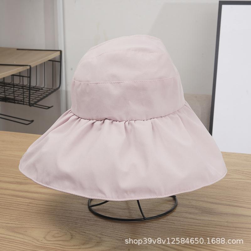

Hat Women In UV Resistant Breathable Empty Top Korean Version Beach Edge Sun Protection Shading One size fits all with windproof rope рожевий