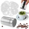 16PCS Plastic Cafe Foam Template Barista Stencils Mold Coffee Art Needles Stainless Steel Latte Garland Needle Powder Sprinkle