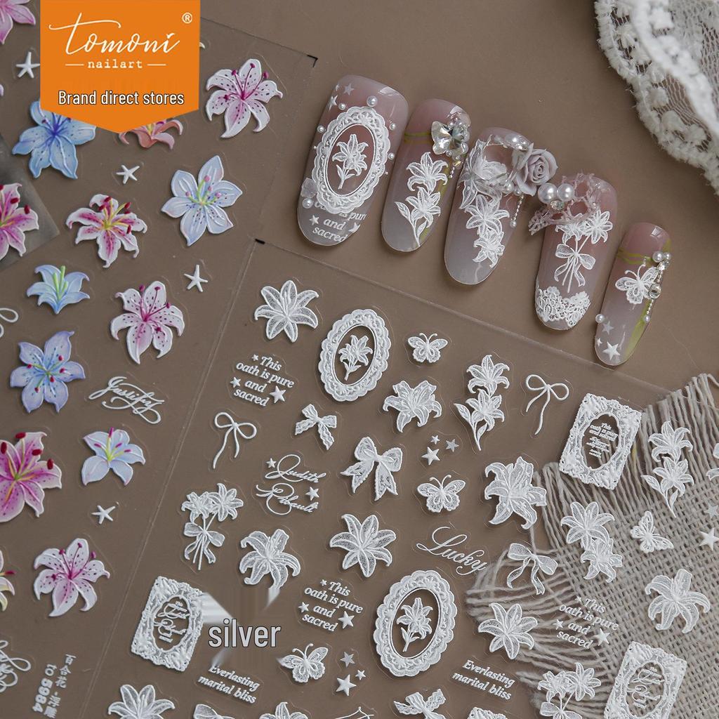Tomoni 3D Ballet Lace & Lily Flower Nail Art Stickers