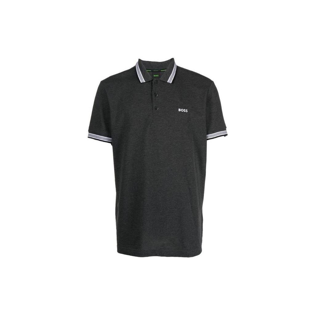 HUGO BOSS Polo Shirts Men's Charcoal Black Polo Collar Moderate Straight Fit 50468983-010