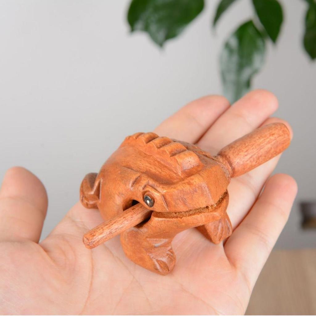 Thai Toad Wooden Frog Carving - Creative Fish Ornament & Travel Souvenir Gift