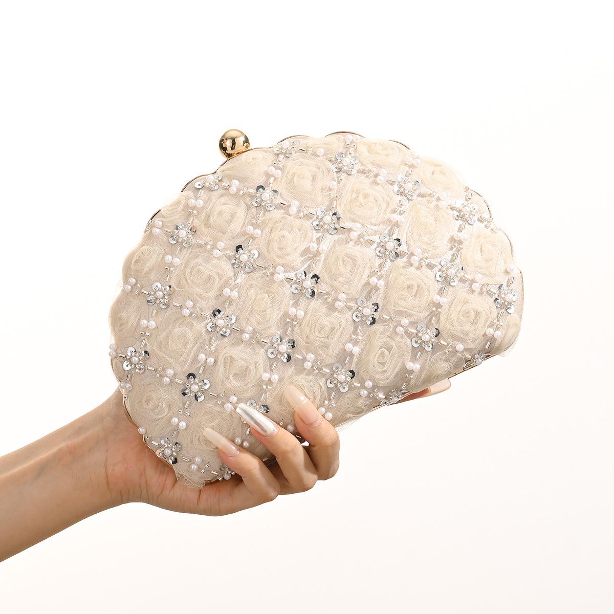 

Fashion Dinner Ladies Handmade Flowers Beaded Bag Banquet Wedding Party Bag Carteras De Fiesta Flores Bolsos Elegantes Para Dama 22x4x15cm