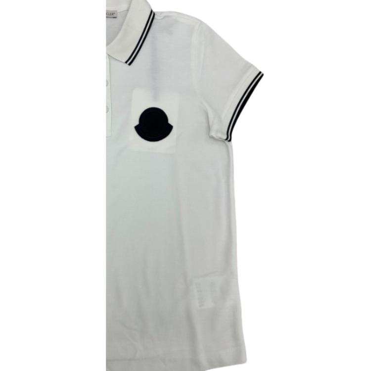 Moncler Logo Button Detail Color Block Short Sleeve Polo Shirt Women tops White 20938351600V8042034
