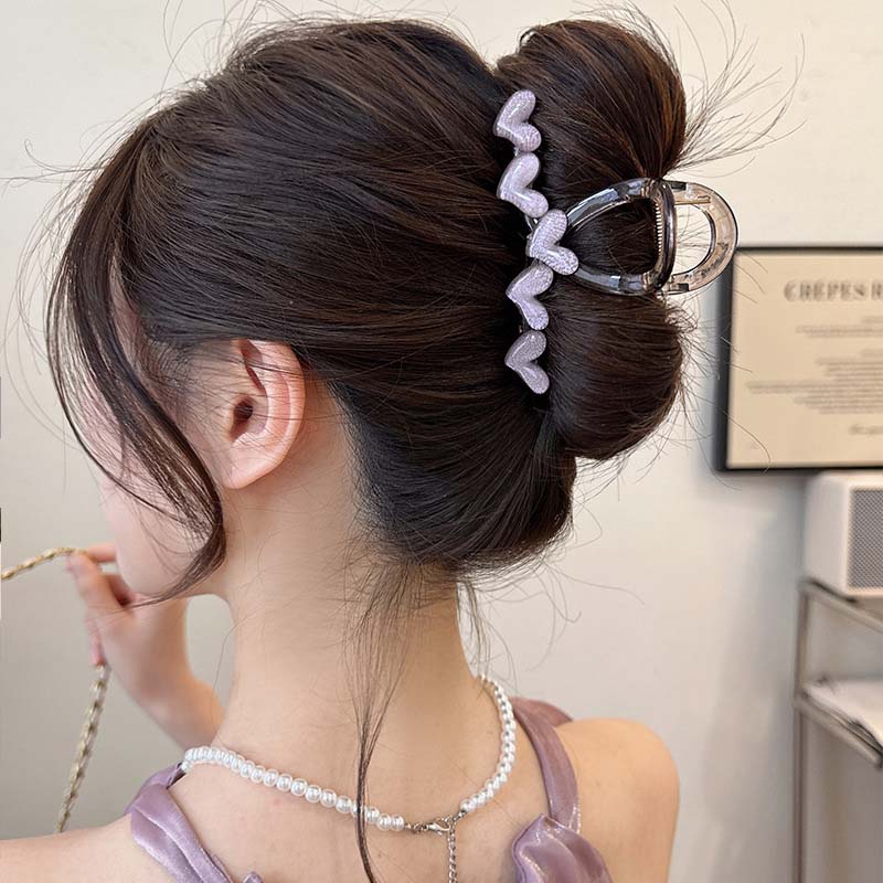 Korean Jelly Pink Acrylic Heart Hair Claws For Women  New Trendy Large Ponytail Hair Clip Headwear Hair Accessories