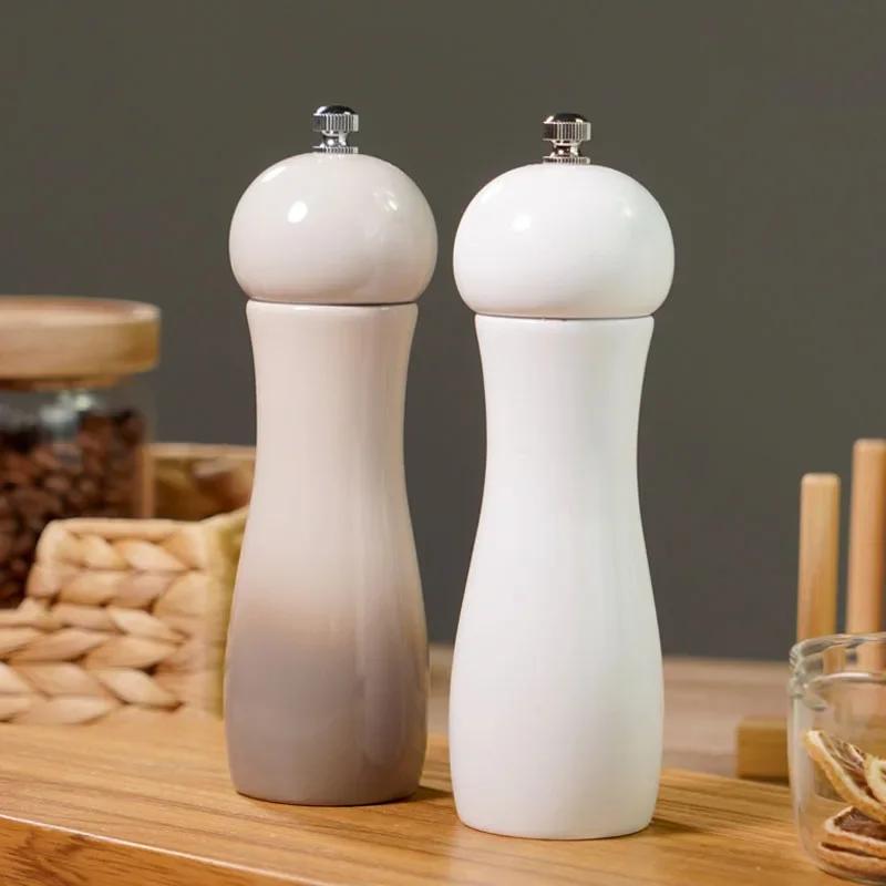 6" Manual Pepper Grinder Oak Wood Salt And Pepper Mills Spice Salt Shakers With Adjustable Ceramic Grinder Kitchen Cooking Tools