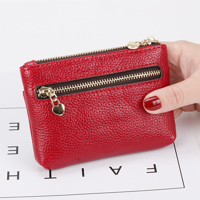 PU Leather Coin Purse Wallet With Card Slots Coin Organizer Change Holder Card Case Leather Zipper Storage Bag