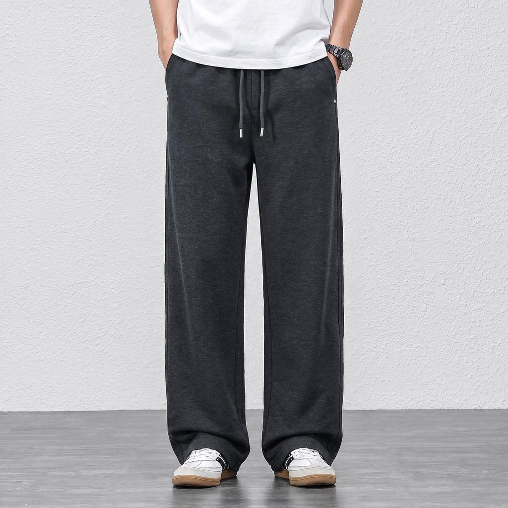 Solid color pants men's new summer drawstring loose straight sweatpants drape