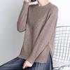 Rundhals-Pullover für Damen, kurz, für Frühling und Herbst, lockere Oberbekleidung, All-Match-Pullover, Schlitz-Bottom-Pullover