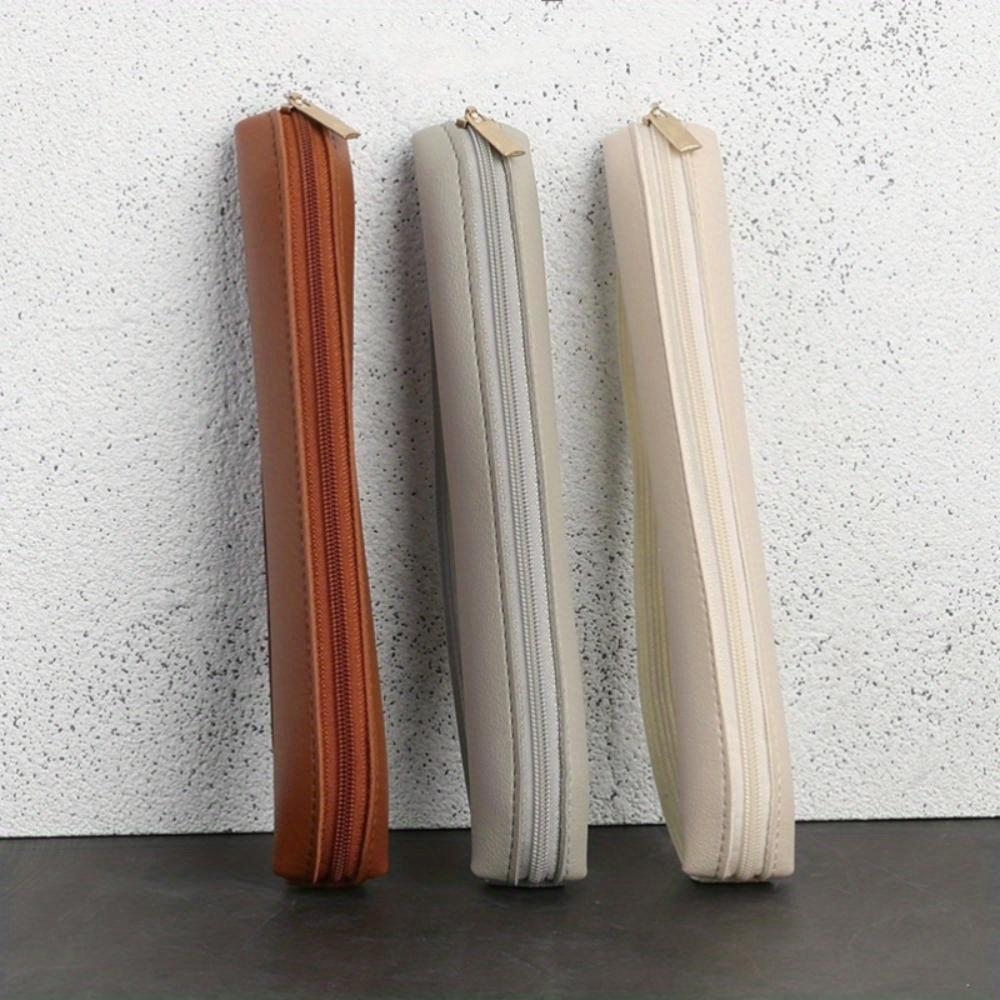 PU Leder Federmäppchen Einfarbig Niedlich Einzelstift Aufbewahrung Stifthülle mit Gummizug Schulbedarf Büro Stifte Schutzhülle