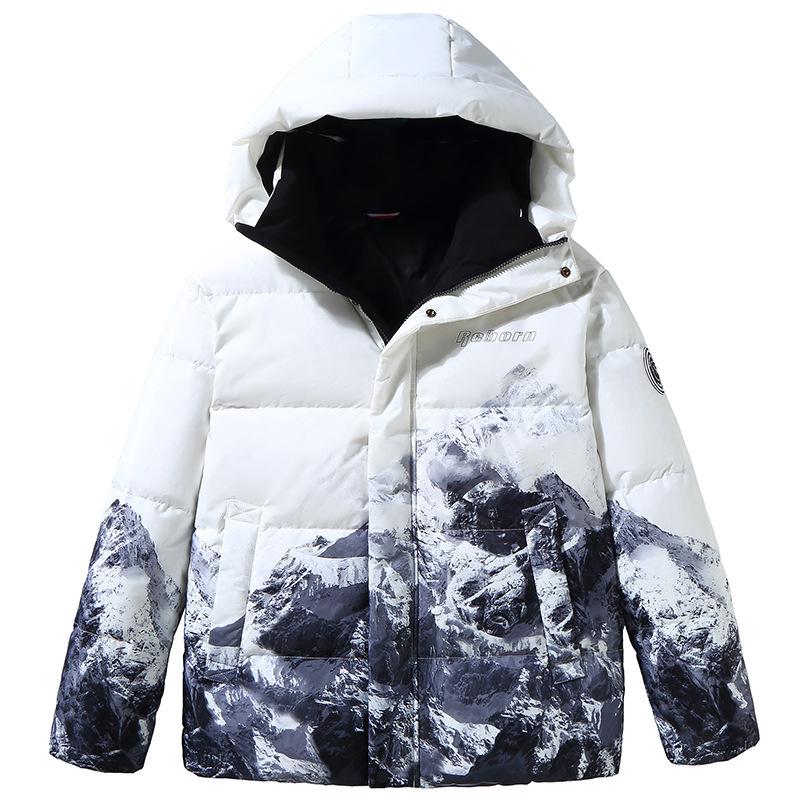 Gradient Snow Mountain Hooded Down Jacket