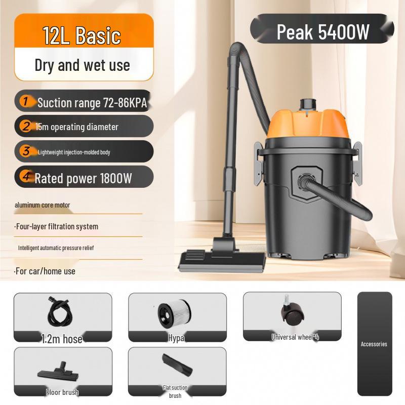 

Промышленный пылесос с высокой мощностью всасывания для дома - Компактный для влажной и сухой уборки, Чистка швов, Мойка автомобиля; Бесплатная доставка