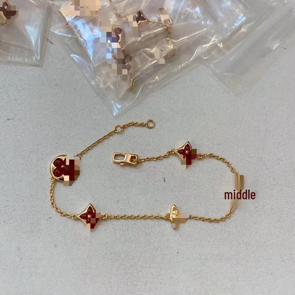 Luxusní sada náhrdelníku a náramku LV Clover & Flower z perleti