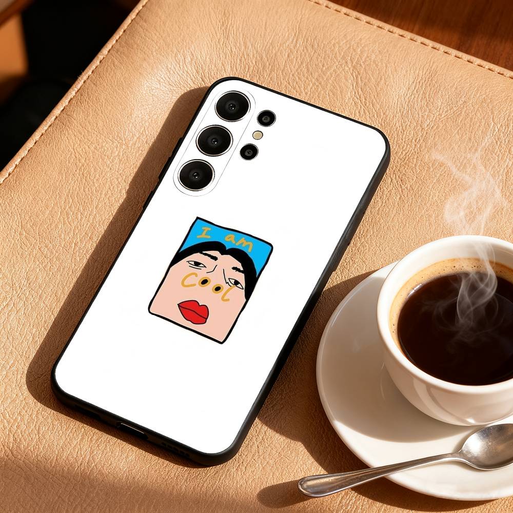 1PC F-Funny E-Exaggerated Face Emotion Phone Case For Samsung S26,S25,S24,S21,S22,S23,S30,Ultra,S20,FE,Lite,10,9,Black Cover