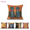 Lovely Cartoon Cute Cat Oil Painting Louis Wain Famous Art Kitten Pet Animation Home Decor Sofa Pillow Case Linen Cushion Cover