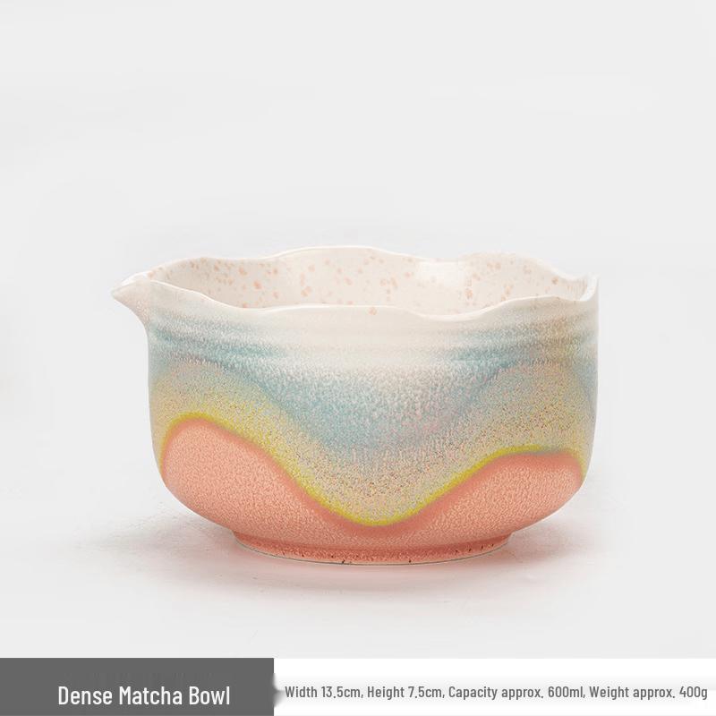 Japanese Petal Kiln-Fired Matcha Bowl