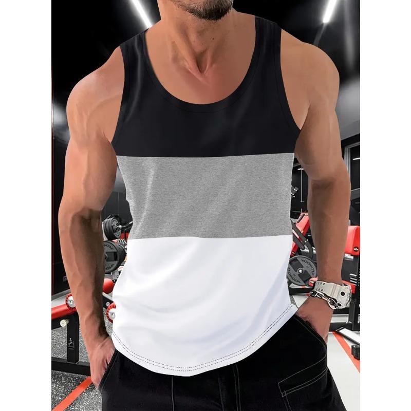 Mens Casual Color Block Sleeveless Tank Top
