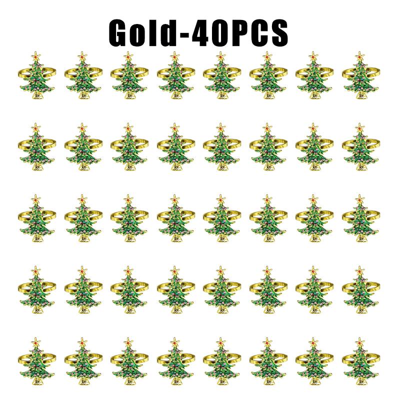 Gold Plated Christmas Tree Napkin Ring Luxury Green Dinner Button Holder for Western Restaurant Table Setting Decor