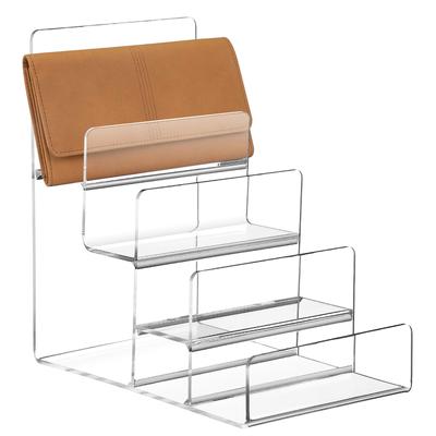 Purse Display Stand Trapezoid Acrylic Storage Shelf Rack Riser Ornaments Organizer