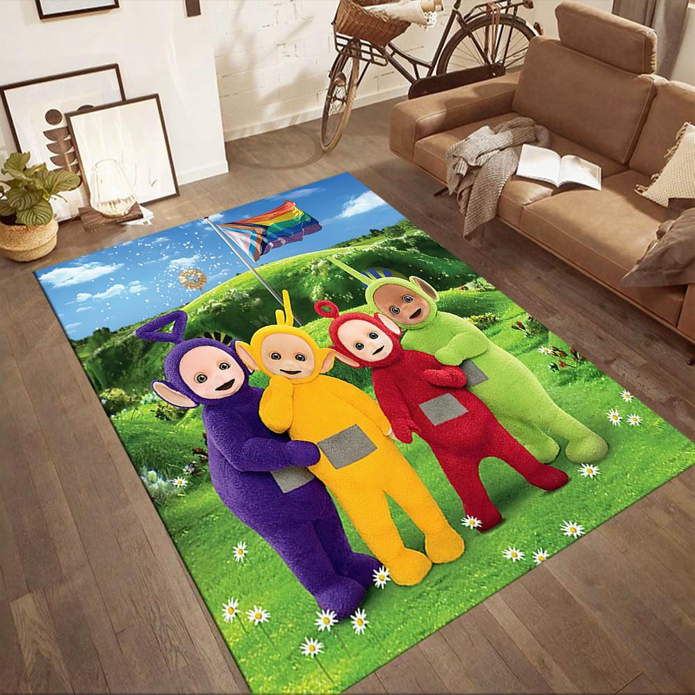 Teletubbies Rainbow Flag Square Rugs Are a Great Choice for Living Rooms, Bedrooms, Home Décor, and As Gifts.