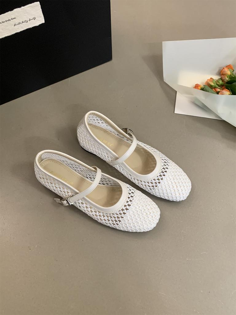 Female Buckle Strap Footwear Ladies Flats Mary Janes Shoes New 2025 Mesh Shallow Women Ballet Flats Shoes