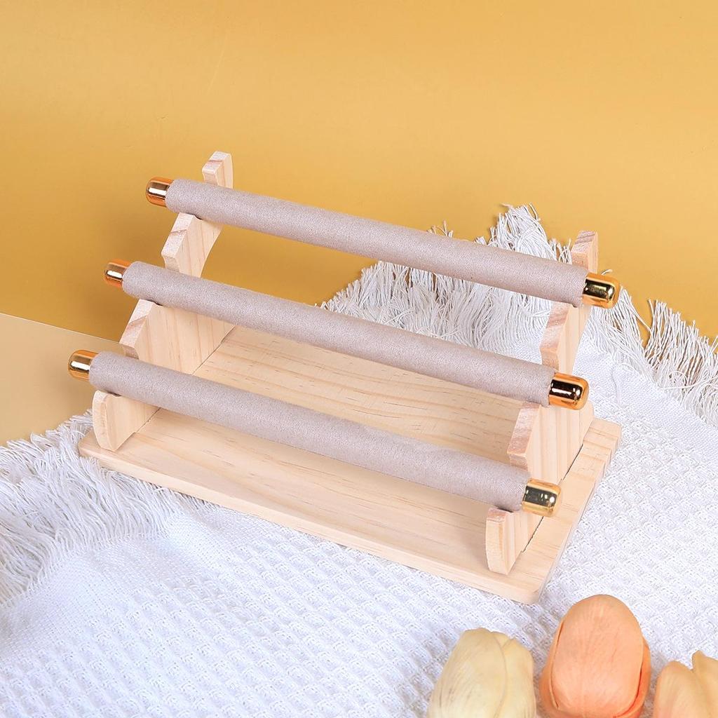 Présentoir à Bijoux Beige Démontable à Étages et Support de Rangement
