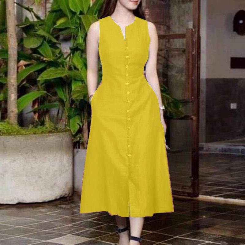 

Женское повседневное летнее платье без рукавов с открытыми плечами ZANZEA 3XL